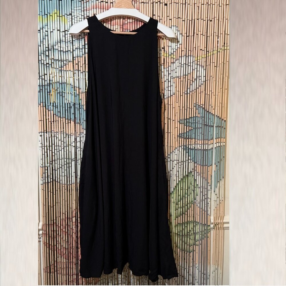 Forever21 Midi Sleeveless Tank Dress, Rayon, Black, L